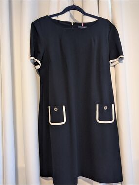 Tommy Hilfiger Navy Mini Dress with Cream Trim